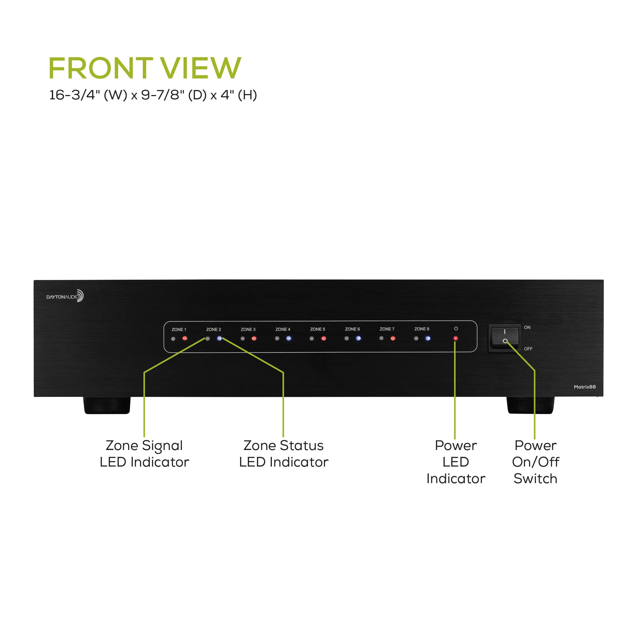 Dayton Audio Matrix88 8-Source 8-Zone Multi-Room Distributed Audio